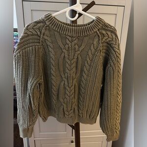 Free People Frankie Cable Sweater Green